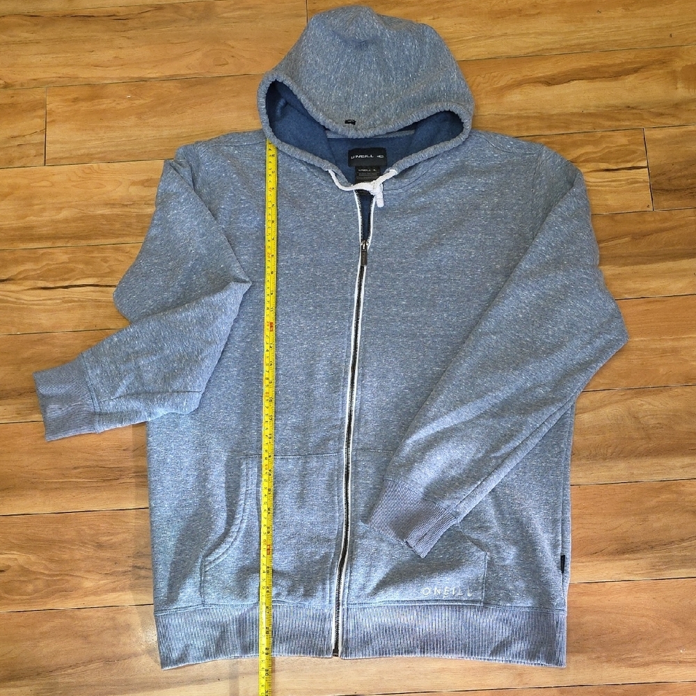 O'Neill Size Large Zip-Up Fleece Sweatshirt Hoodie Heathered Gray Surf - Picture 8 of 14